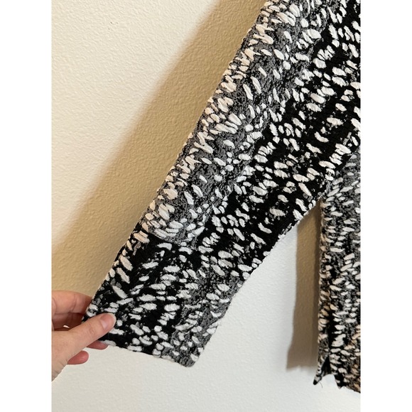 John Mark Chunky Textured Knit Cowl Neck Top Size M Black Gray Boxy 3/4 Sleeve - Picture 5 of 10